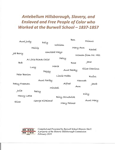 Antebellum Hillsborough, Slavery, and Enslaved and Free People of Color who Worked at the Burwell School, 1837-1857