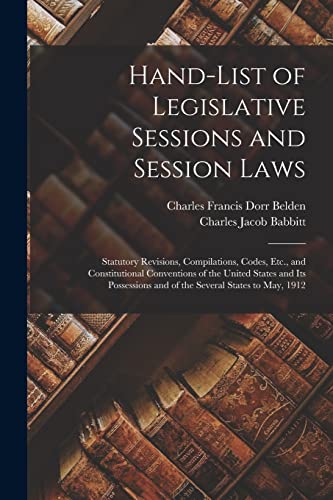 Hand-List of Legislative Sessions and Session Laws