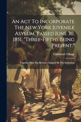 An Act To Incorporate The New York Juvenile Asylum, Passed June 30, 1851, 'three-fifths Being Present.'