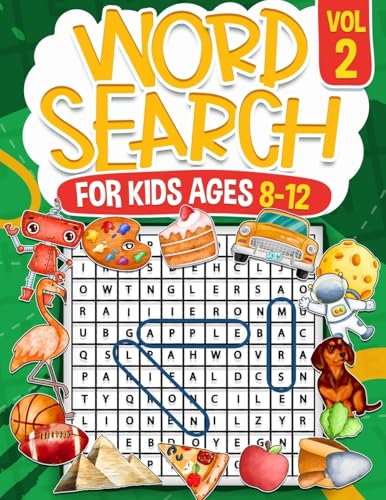 Word Search for Kids Ages 8-12 | Volume 2 | 100 Fun Puzzles | Kids Activity Book | Search and Find | Help Improve Vocabulary for Children | Themed Puzzles Including Animals, Dinosaurs, Sports, and Technology | Solutions Included
