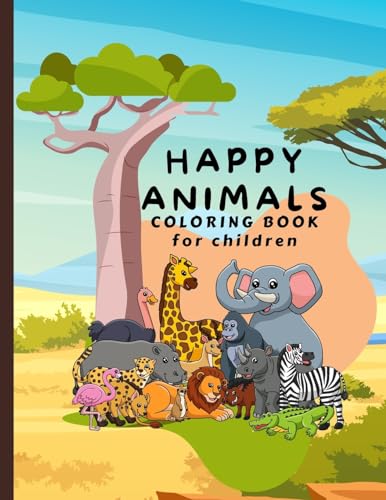 Happy Animals Coloring Book for Children