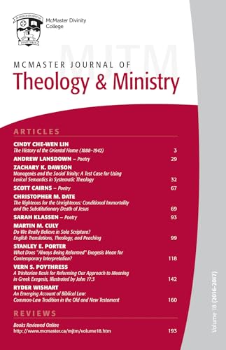 McMaster Journal of Theology and Ministry