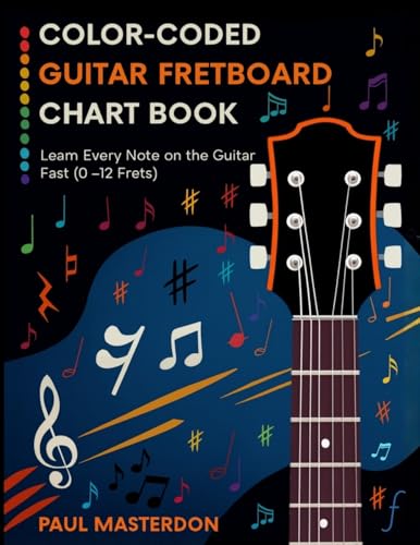 Color-Coded Guitar Fretboard Chart Book - Learn Every Note on the Guitar Fast (0-12 Frets)