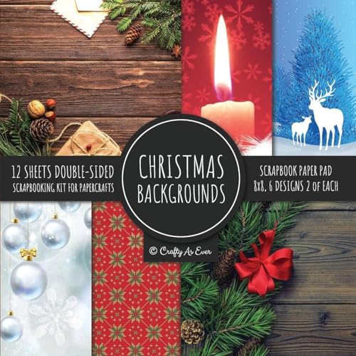 Christmas Backgrounds Scrapbook Paper Pad 8x8 Scrapbooking Kit for Papercrafts, Cardmaking, Printmaking, DIY Crafts, Holiday Themed, Designs, Borders, Patterns