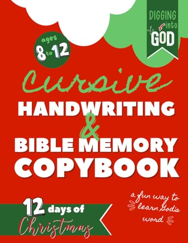 Christmas Cursive Handwriting & Bible Verse Copybook For Kids Ages 8 to 12