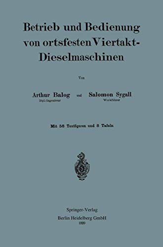 Betrieb und und Bedienung von ortsfesten Viertakt-Dieselmaschinen