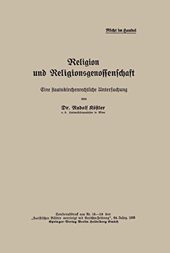 Religion Und Religionsgenossenschaft