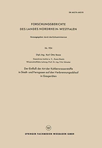 Der Einfluss Der Art Der Kohlenwasserstoffe in Stadt- Und Ferngasen Auf Den Verbrennungsablauf in Gasgeraten