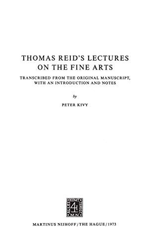 Thomas Reid's Lectures on the Fine Arts