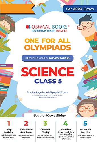 Oswaal One for All Olympiad Previous Years Solved Papers, Class-5 Science Book (For 2021-22 Exam)