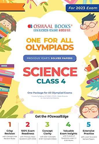 Oswaal One For All Olympiad Previous Years' Solved Papers, Class-4 Science Book (For 2022-23 Exam)