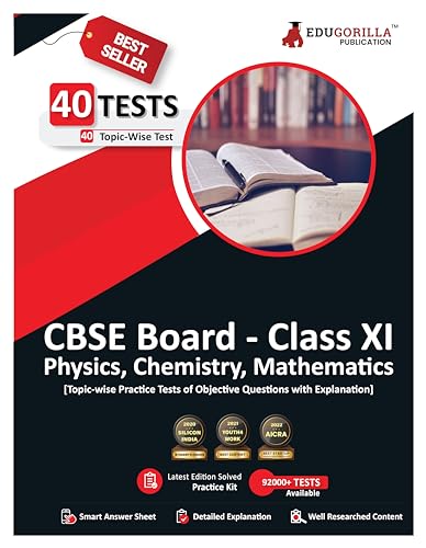 EduGorilla CBSE Board Class XI (Science-PCM) Exam 2023 - 40 Solved MCQ Practice Tests For Physics, Chemistryand Mathematics with Free Access to Online Tests