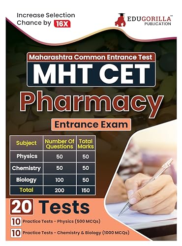 MHT CET Pharmacy Entrance Exam 2023 - Physics, Chemistry, Biology (PCB Group) - 20 Mock Tests (1500 Solved Questions) with Free Access To Online Tests