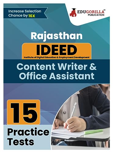 Rajasthan IDEED Content Writer & Office Assistant Book 2023 - Institute of Digital Education & Employment Development - 15 Practice Tests (1500 Solved MCQ) with Free Access to Online Tests