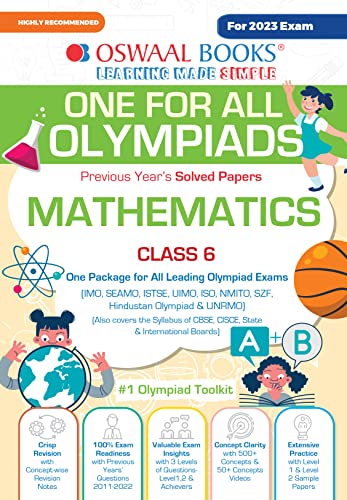 Oswaal One For All Olympiad Previous Years' Solved Papers, Class-6 Mathematics Book (For 2023 Exam)
