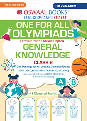 Oswaal One For All Olympiad Previous Years' Solved Papers, Class-6 General Knowledge Book (For 2023 Exam)