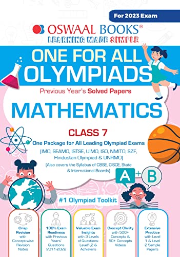 Oswaal One For All Olympiad Previous Years' Solved Papers, Class-7 Mathematics Book (For 2023 Exam)