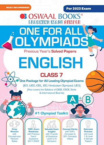 Oswaal One For All Olympiad Previous Years' Solved Papers, Class-7 English Book (For 2023 Exam)