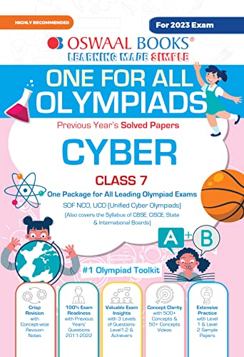 Oswaal One For All Olympiad Previous Years' Solved Papers, Class-7 Cyber Book (For 2023 Exam)