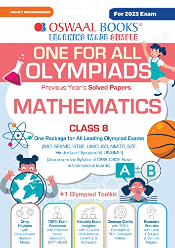 Oswaal One For All Olympiad Previous Years' Solved Papers, Class-8 Mathematics Book (For 2023 Exam)