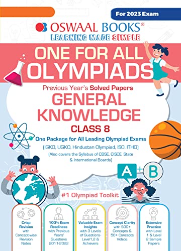 Oswaal One For All Olympiad Previous Years' Solved Papers, Class-8 General Knowledge Book (For 2023 Exam)