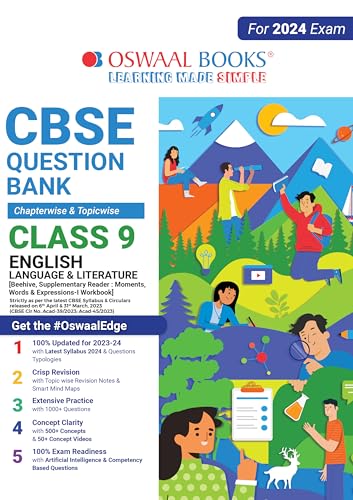 Oswaal CBSE Class 9 English Language and Literature Question Bank (2024 Exam)