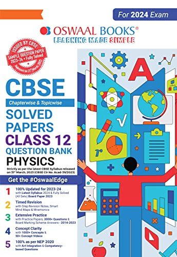 Oswaal CBSE Chapterwise & Topicwise Question Bank Class 12 Physics Book (For 2023-24 Exam)