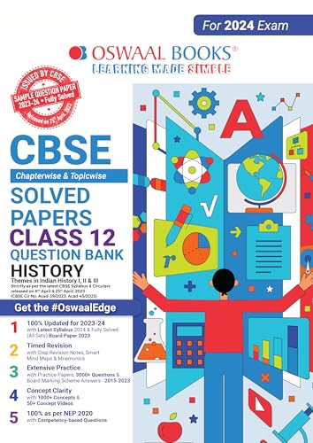 Oswaal CBSE Chapterwise Solved Papers 2023-2014 History Class 12th (2024 Exam)
