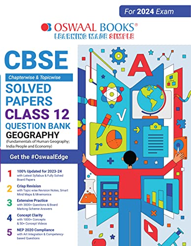 Oswaal CBSE Chapterwise Solved Papers 2023-2014 Geography Class 12th (2024 Exam)