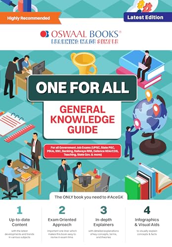 Oswaal One for all GK Guide English Medium (Latest Edition) For All Government Job Exams (UPSC, State PSC, PSUs, SSC, Banking, Railways RRB, Defence NDA/CDS, Teaching, State Govt. & More)