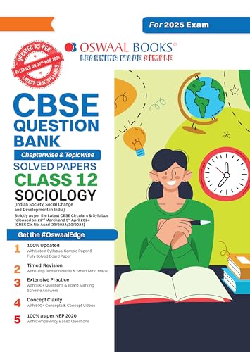 Oswaal CBSE Question Bank Class 12 Sociology, Chapterwise and Topicwise Solved Papers For Board Exams 2025