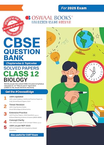 Oswaal CBSE Question Bank Class 12 Biology, Chapterwise and Topicwise Solved Papers For Board Exams 2025