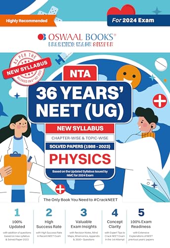 Oswaal NEET (UG) 36 Years Chapter-wise Topic-wise Solved Papers Physics For 2024 Exams ( New Edition)