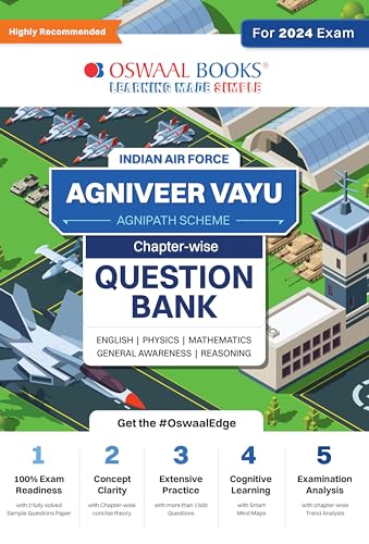 Oswaal Indian Air Force - Agniveer Vayu (Agnipath Scheme) Question Bank | Chapterwise Topicwise for English | Physics | Mathematics | Reasoning | General Awareness For 2024 Exam