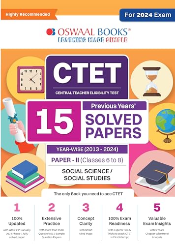 Oswaal CTET (Central Teachers Eligibility Test) Paper-II | Classes 6 - 8 | 15 Year's Solved Papers | Social Science and Studies | Yearwise | 2013 - 2024 | For 2024 Exam