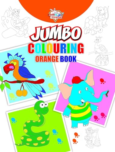 Jumbo Colouring Orange  Book  for 4 to 8 years old  Kids | Best Gift to Children for Drawing, Coloring and Painting