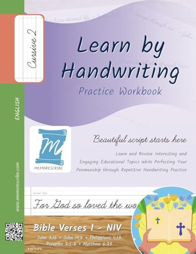 Handwriting Practice Workbook - Bible Verses 1 - NIV - Cursive, Level 2