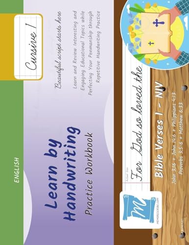Handwriting Practice Workbook - Bible Verses 1 - NIV - Cursive, Level 1