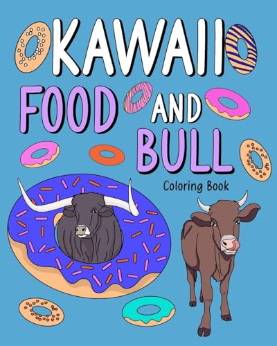 Kawaii Food and Bull Coloring Book